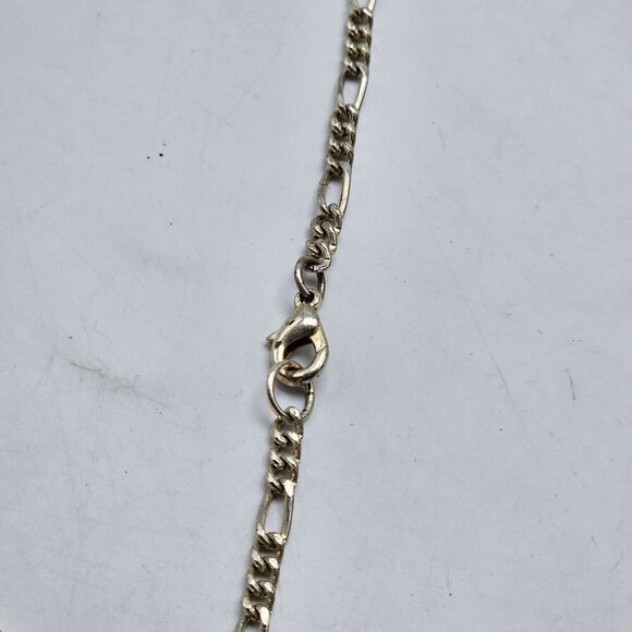 Blue Crystal Silver Tone Chain Necklace With Drop Pendant - Picture 5 of 6